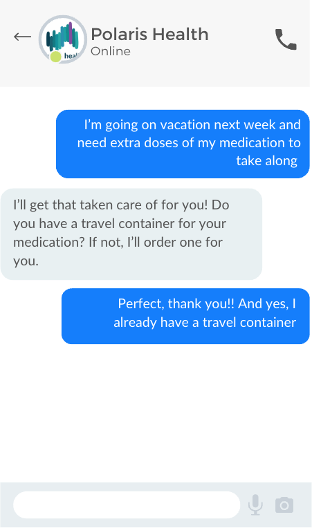 Polaris chat: requesting travel doses of a medication